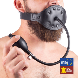 Verstelbare Leren Opblaasbare Ball Gag Zwart Europa