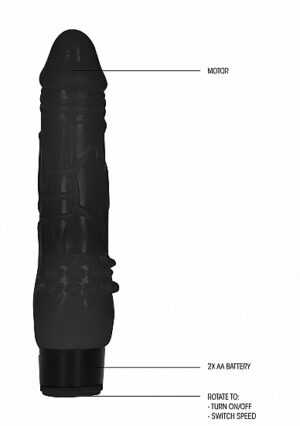 GC - 8 Inch Fat Realistic Dildo Vibe - Black - Afbeelding 4