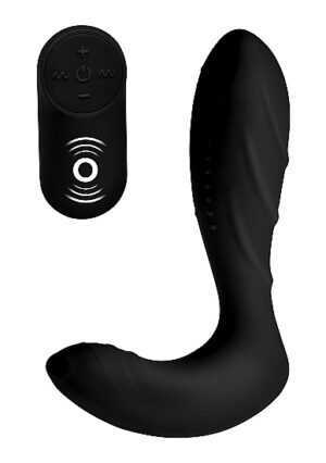 Silicone Prostate Vibrator with Remote Control - Black - Afbeelding 1