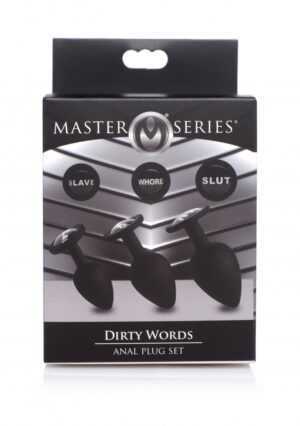 Dirty Words Silcone Anal Plug Set - Black - Afbeelding 2