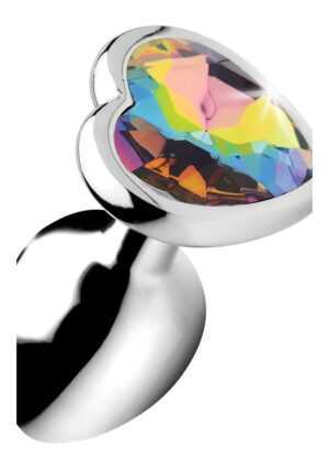 Rainbow Prism Heart Anal Plug - Small - Silver - Afbeelding 1