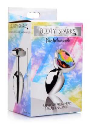 Rainbow Prism Heart Anal Plug - Small - Silver - Afbeelding 2