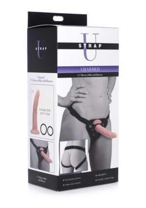 Charmed 7.5" Silicone Dildo with Harness - Flesh - Afbeelding 2