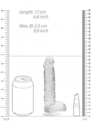 6" / 15 cm Realistic Dildo with Balls Transparent - Afbeelding 3