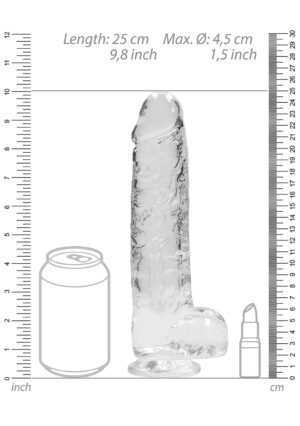 9" / 22 cm Realistic Dildo with Balls Transparent - Afbeelding 3