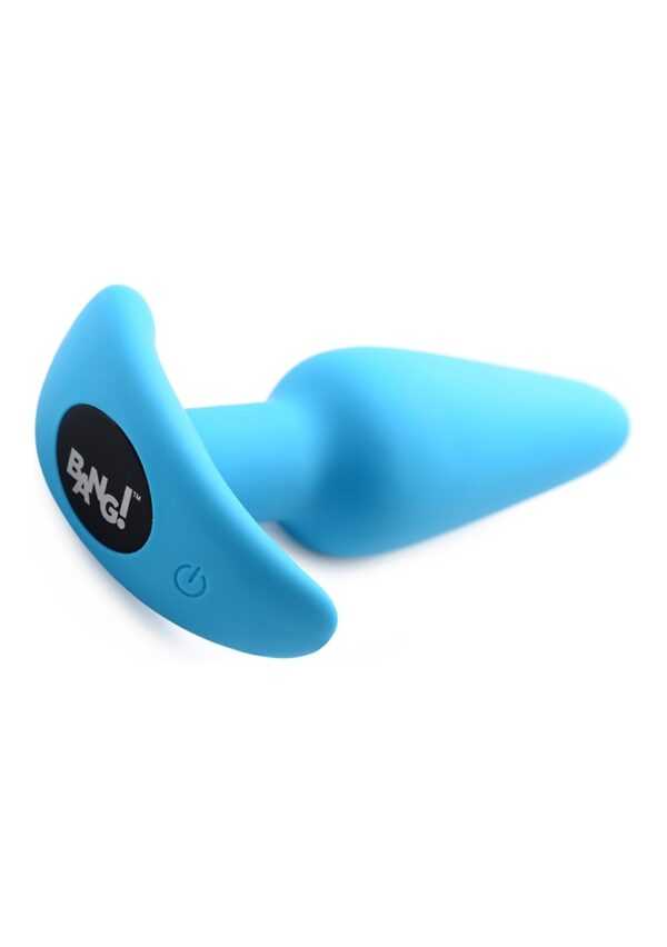 21X Vibrating Silicone Butt Plug with Remote Control - Blue