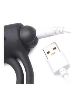 Silicone Cock Ring & Bullet with Remote Control - Black - Afbeelding 4