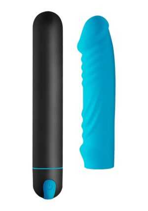 XL Bullet & Ribbed Silicone Sleeve - Blue