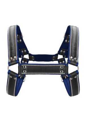Z Series Chest Bulldog Harness - Leather - Black/Blue - L/XL