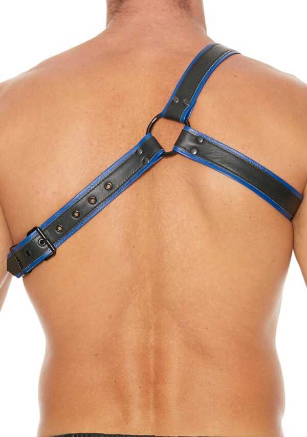Gladiator Harness - Premium Leather - Black/Blue - One Size