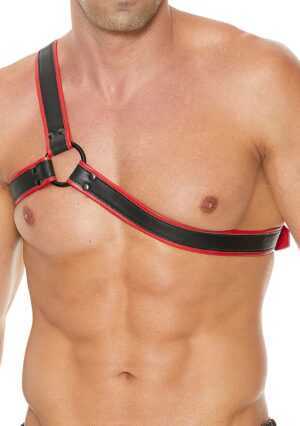 Gladiator Harness - Premium Leather - Black/Red - One Size