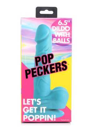POP 6.5" Dildo with Balls - Blue - Afbeelding 12