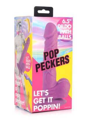POP 6.5" Dildo with Balls - Purple - Afbeelding 2