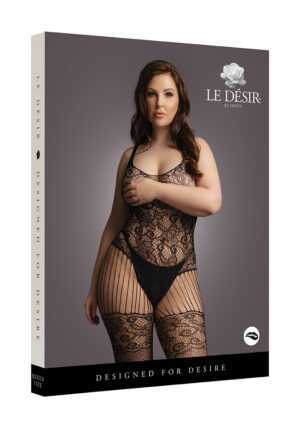 Lace and Fishnet Bodystocking - Black - OSX - Afbeelding 3