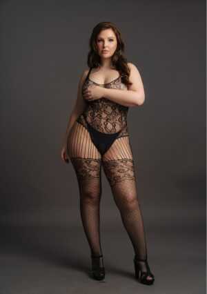 Lace and Fishnet Bodystocking - Black - OSX - Afbeelding 5