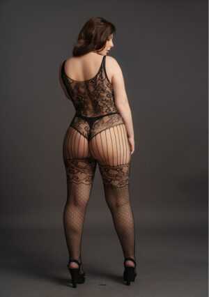 Lace and Fishnet Bodystocking - Black - OSX - Afbeelding 6