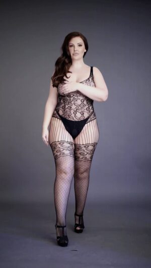 Lace and Fishnet Bodystocking - Black - OSX - Afbeelding 7