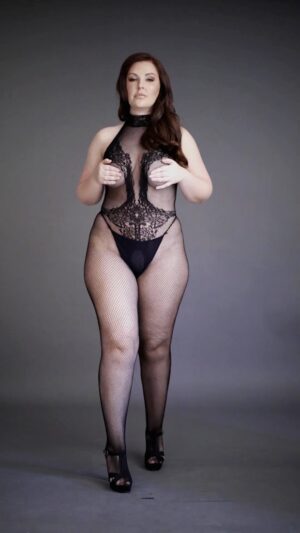 Fishnet and Lace Bodystocking - Black - OSX - Afbeelding 7