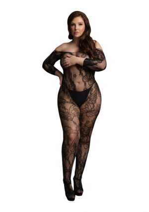Lace Sleeved Bodystocking - Black - OSX - Afbeelding 1