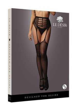 High-waist garterbelt stockings - Black - O/S - Afbeelding 3