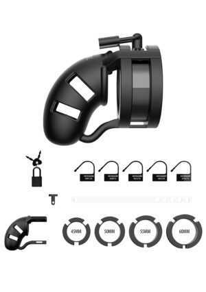 Model 18 - Chastity - 3.5" - Sil Cage Ballsplitter - Black - Afbeelding 5