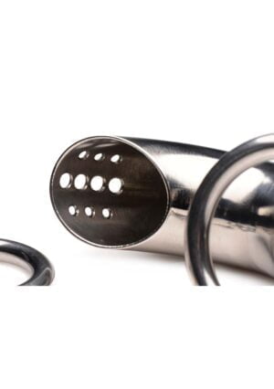 Locking Stainless Steel Chastity Cage w/ 3 Rings - Afbeelding 4