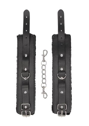 Plush Bonded Leather Hand Cuffs - With Adjustable Straps - Afbeelding 6