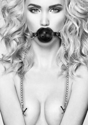 Breathable Ball Gag With Nipple Clamps - Afbeelding 1