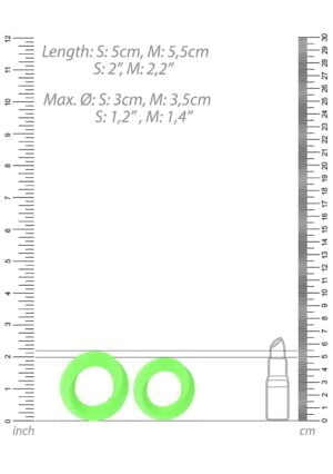 2 pcs Cock Ring Set - Glow in the Dark - Neon Green - Afbeelding 6