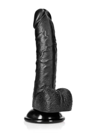 Dildo with Balls and Suction Cup - 7''/ 18 cm - black - Afbeelding 1