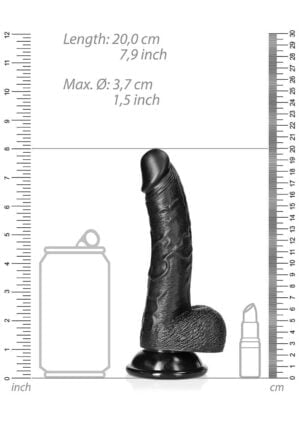 Dildo with Balls and Suction Cup - 7''/ 18 cm - black - Afbeelding 3