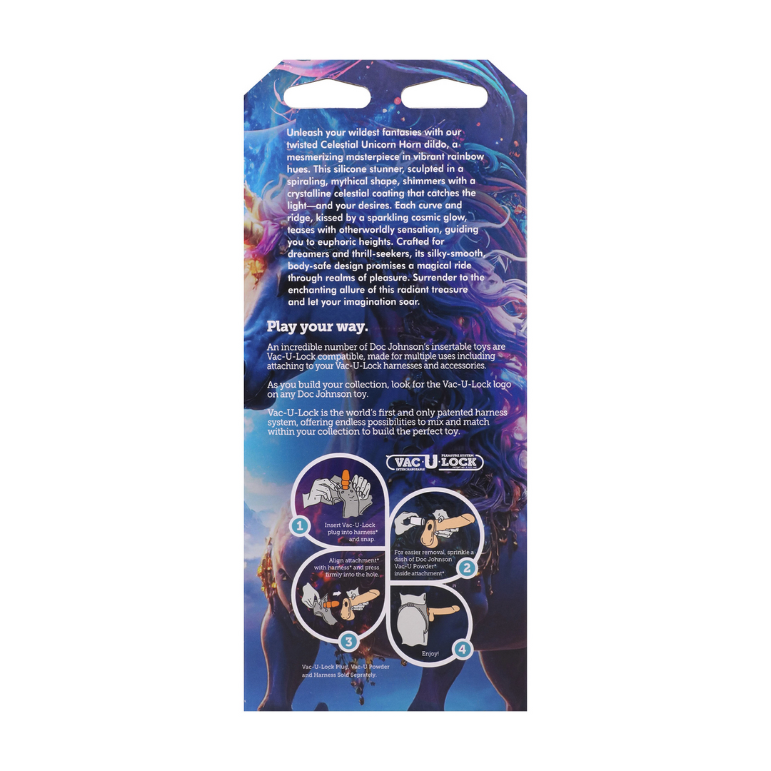 Vac-U-Lock  - Fantasy Fuckers - Hemelse Eenhoorn Hoorn - Glow in the Dark - Multicolor