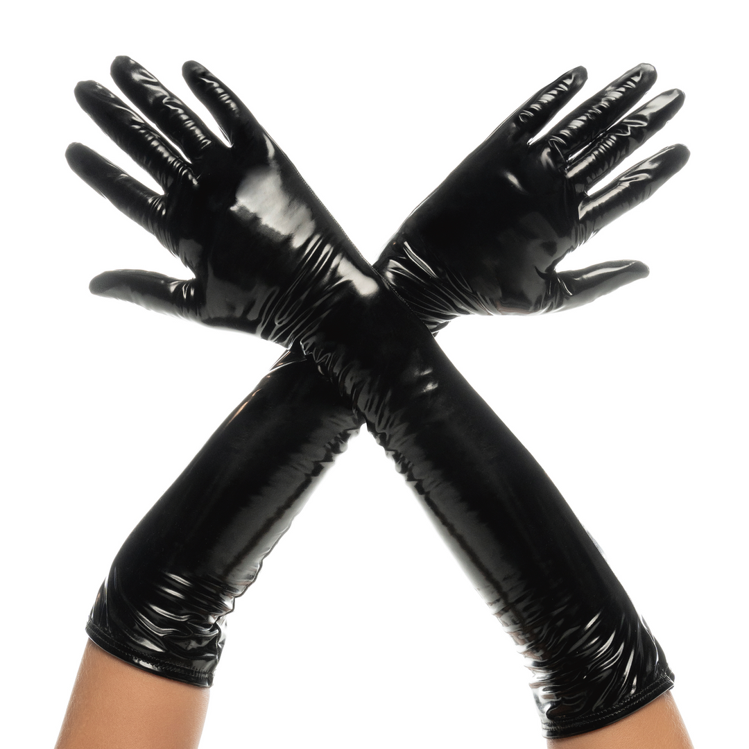 Cruella - High Gloss Gloves - S/M - Gloss Black