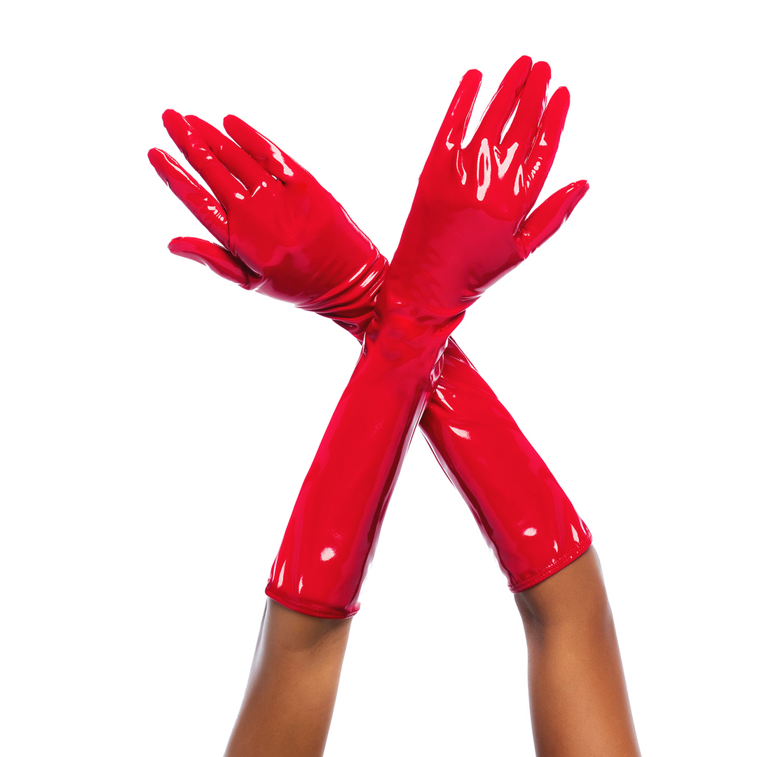 Cruella - High Gloss Gloves - L/XL - Gloss Red