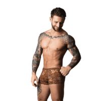 The Ultimate Duo and Boneyard - Pouch Short met Zwarte Cockring - M - Bruin Luipaard