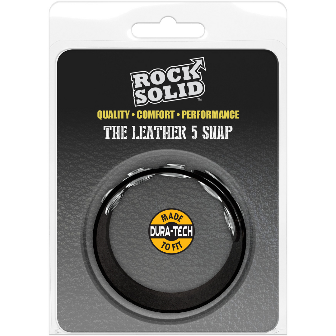 Rock Solid  - De Leather 5 Snap - Leather Cockring