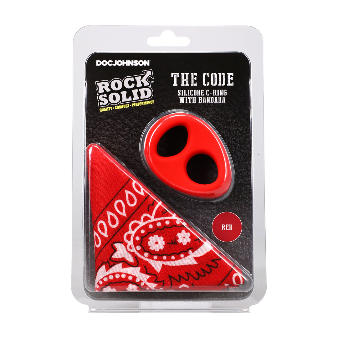 Rock Solid  - The Code - Siliconen Cockring met Bandana - Rood