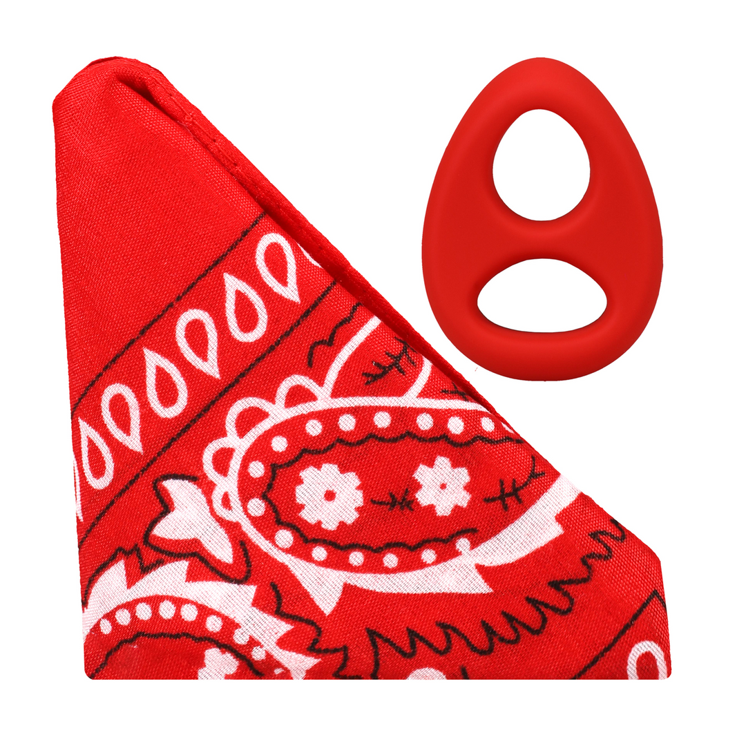 Rock Solid  - The Code - Siliconen Cockring met Bandana - Rood