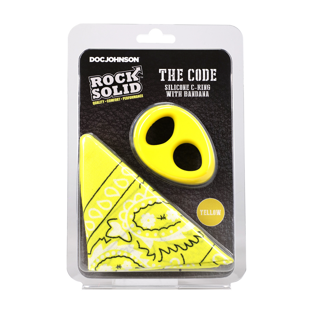 Rock Solid  - The Code - Siliconen Cockring met Bandana - Geel