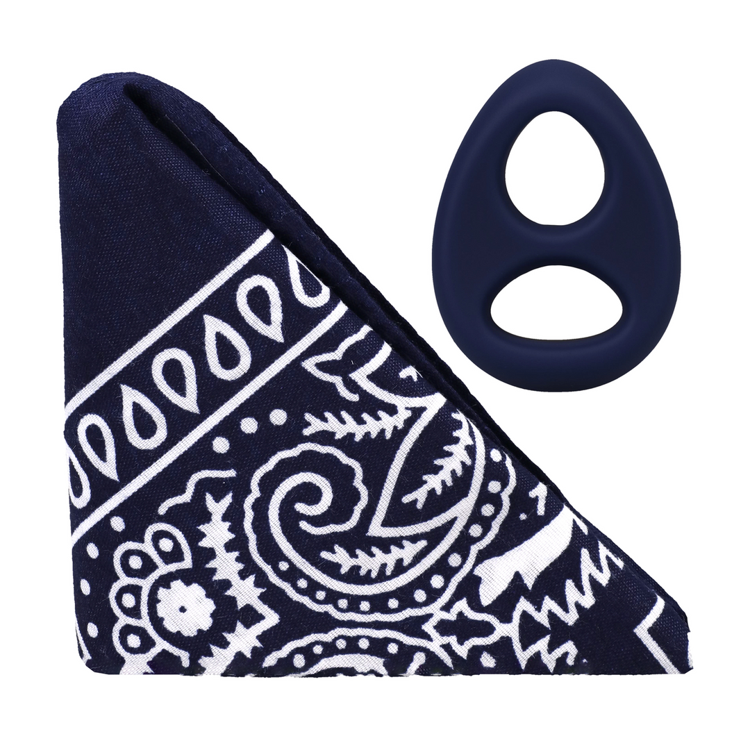 Rock Solid  - The Code - Siliconen Cockring met Bandana - Marineblauw