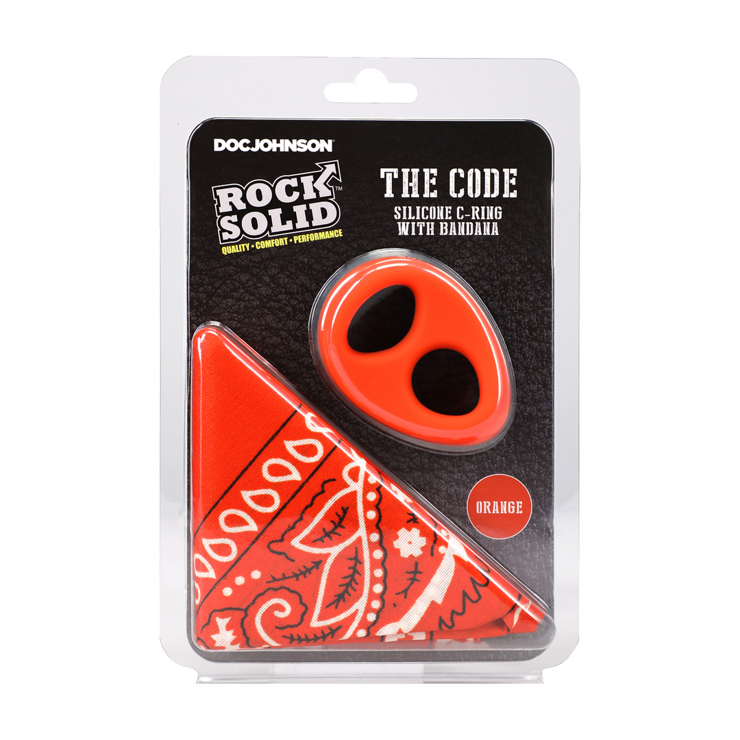 Rock Solid  - The Code - Siliconen Cockring met Bandana - Oranje