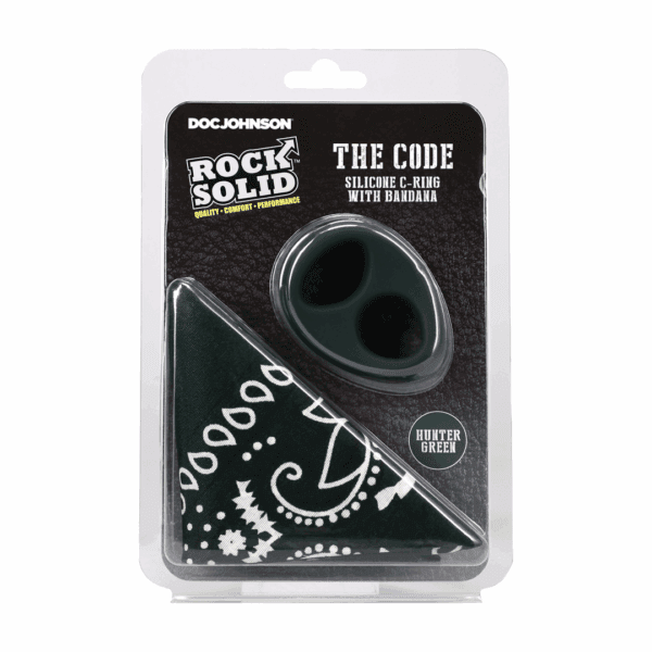 rock solid the code siliconen cockring met bandana hunter green Rock Solid - The Code - Siliconen Cockring met Bandana - Hunter Green