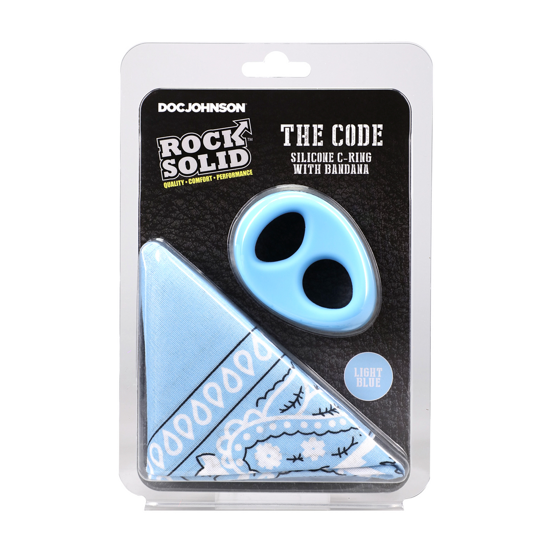 Rock Solid  - The Code - Siliconen Cockring met Bandana - Lichtblauw