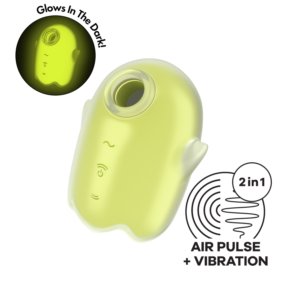 Satisfyer - Glowing Ghost - Glow in the Dark - Dubbele Air Pulse Vibrator - Geel