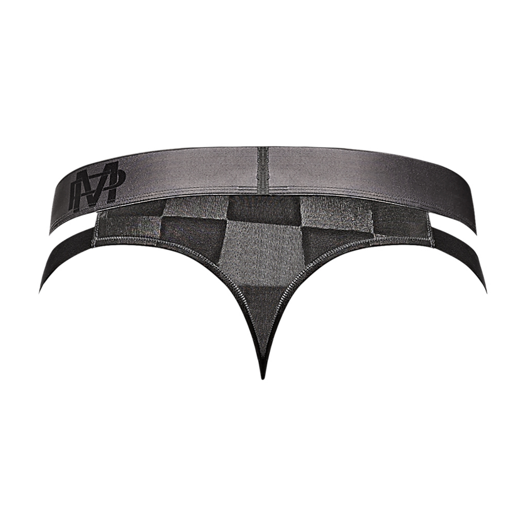 Checked Mate - Cutout Thong - S/M - Zwart