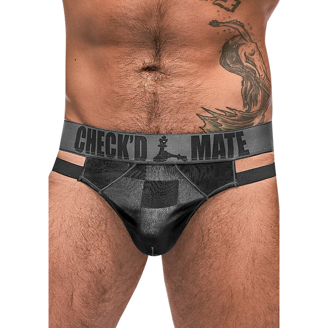 Checked Mate - Cutout Thong - S/M - Zwart