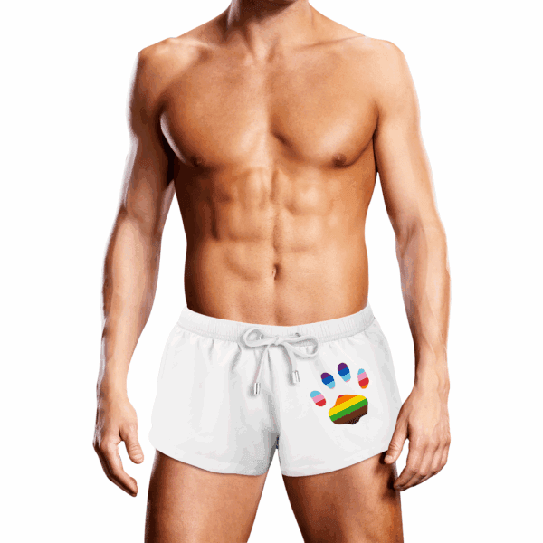 Swim Trunk White Oversized Paw - M