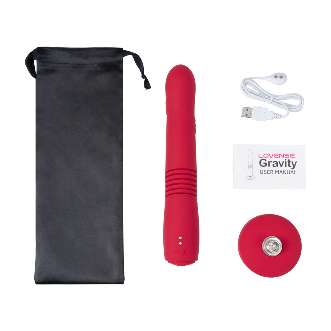 Gravity - App-gestuurde Automatische Duw- en Vibrerende Dildo - Rood
