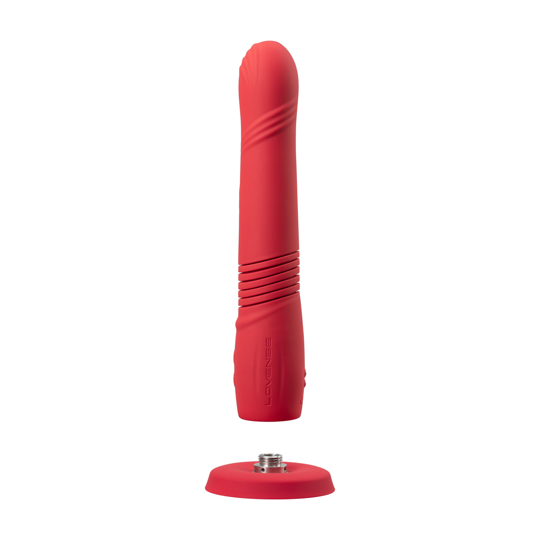 Gravity - App-gestuurde Automatische Duw- en Vibrerende Dildo - Rood
