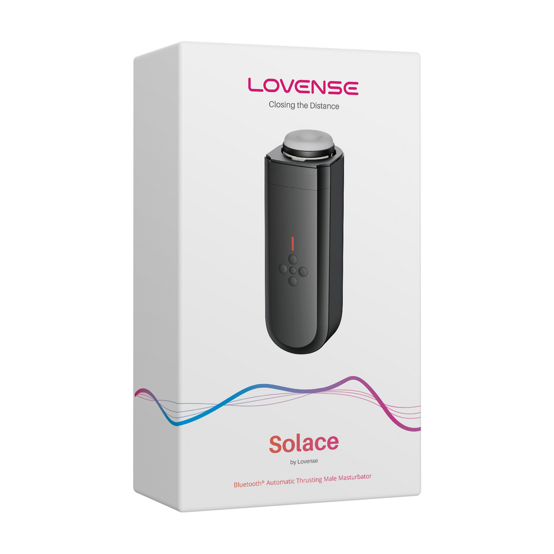 Solace - App-gestuurde Automatische Duwende Mannenmasturbator - Zwart
